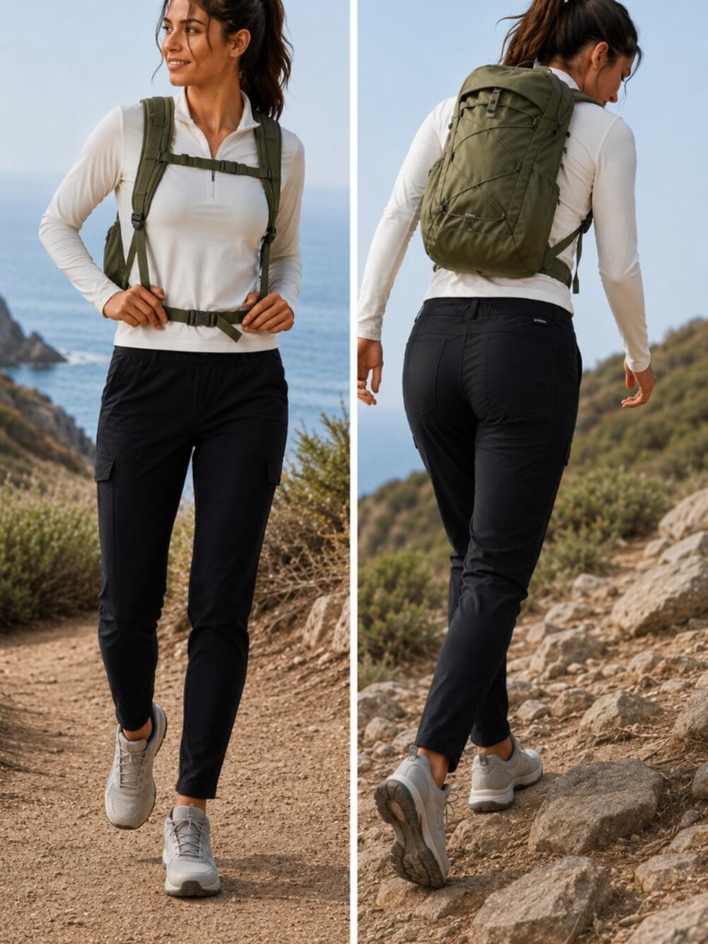 prAna Halle AT Skinny Pants Black Stretch Athletic Travel Women Sz 4 Regular